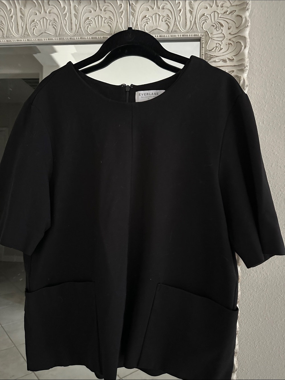 Everlane Black Ponte Short-Sleeve Pocket Top